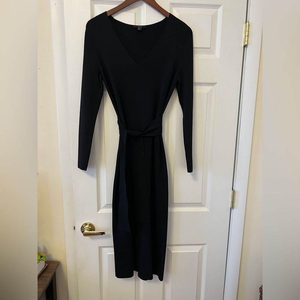 COS black v-neck knit dress